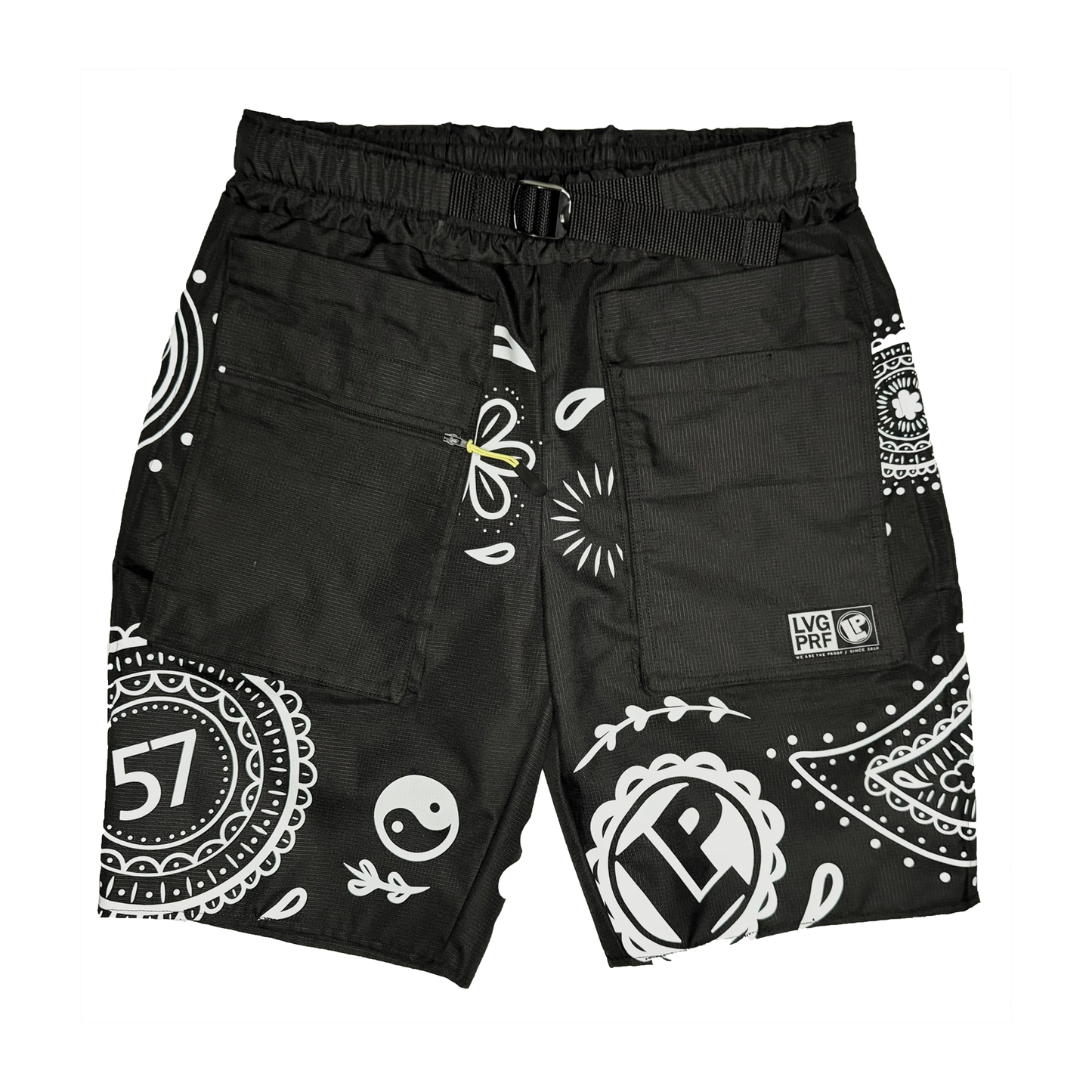 JUMBO PAISLEY SHORTS-BLACK