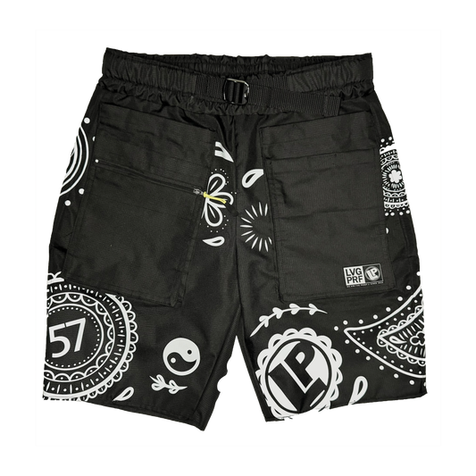 JUMBO PAISLEY SHORTS-BLACK