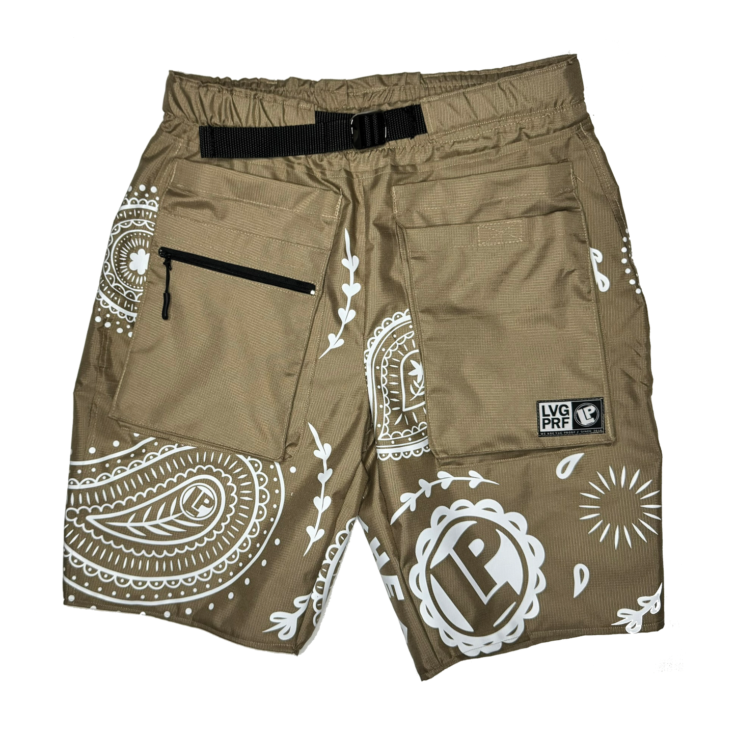 JUMBO PAISLEY SHORTS-KHAKI