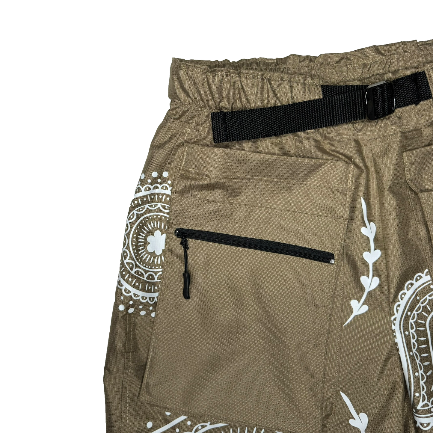 JUMBO PAISLEY SHORTS-KHAKI